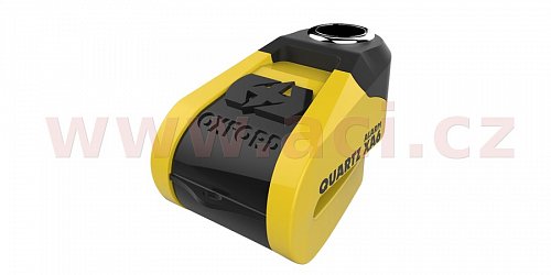 zámek kotoučové brzdy Quartz Alarm XA6, OXFORD - Anglie (integrovaný alarm, žlutý/černý, průměr čepu 6 mm)